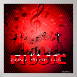 Don't Stop The Music Red Background posters