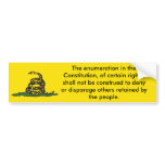 Don't Tread On Me 9th Amendment bumper stickers