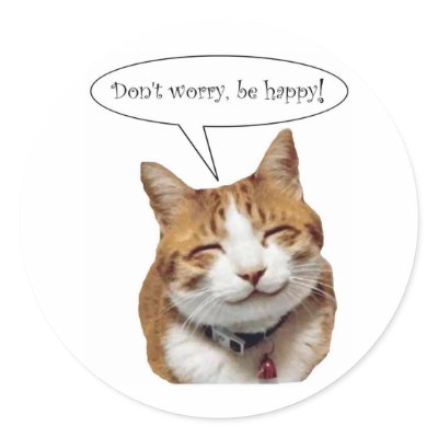 Don't Worry, Be Happy Smiling Cat sticker by Imaginechest