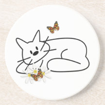 Doodle Cat Drink Coaster