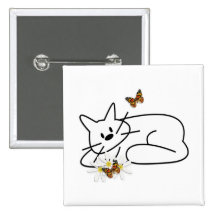 Doodle Cat Pinback Button