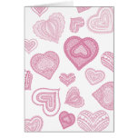 Doodle & Lace pink hearts Card