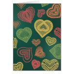 Doodle & Lace Sunset Leaf hearts Greeting Cards