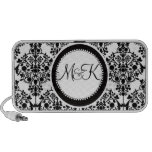 Doodle Speaker Black Damask Monograms Wedding