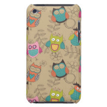 Doodled owls on beige background barely there iPod covers