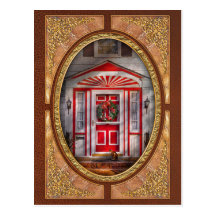 Door - Winter - Christmas kitty Postcards