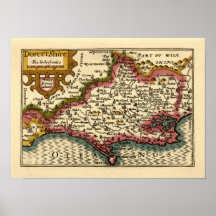 "Dorcetshire" (Dorsetshire) Dorset County Map Poster