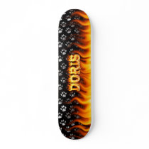 Doris skateboard fire and flames design