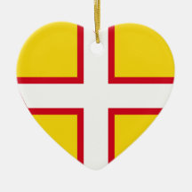 Dorset Flag Heart Christmas Ornaments