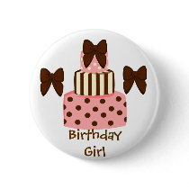 Dots and Stripes Cake Pinback Button