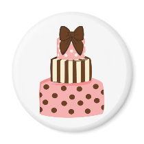 Dots and Stripes Cake Refrigerator Magnets