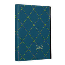 Dotted Gold Lines on Blue iPad Case Template
