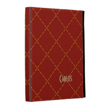 Dotted Gold Lines on Maroon iPad Case Template