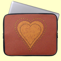 DOTTED GOLDEN HEART laptop sleeves