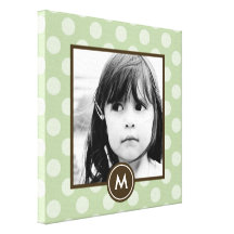 Dotted Initial Canvas Art - Green Stretched Canvas Print