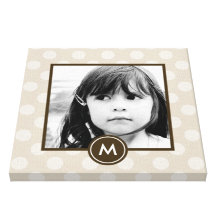 Dotted Initial Canvas Art - Khaki Canvas Prints