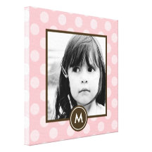 Dotted Initial Canvas Art - Pink Stretched Canvas Prints