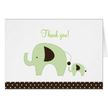 Dottie Green Elephant Folded Thank you notes Cards