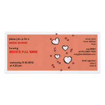 Dotty Hearts kraft red Bridal Shower Invitation
