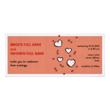 Dotty Hearts kraft red Wedding Invitation