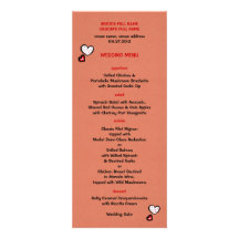 Dotty Hearts kraft red Wedding Menu Personalized Invitations