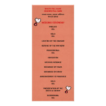 Dotty Hearts kraft red Wedding Program Invite