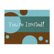 Dotty Lines Invitation (aqua/brown)