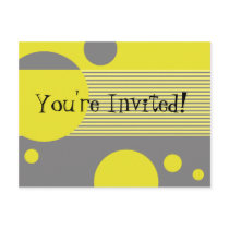 Dotty Lines Invitation (lemon/grey)