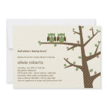 Dotty Owls Twins Baby Shower Invitation