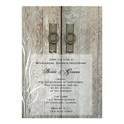 Double Barn Door Country Wedding Rehearsal Dinner Personalized Invite