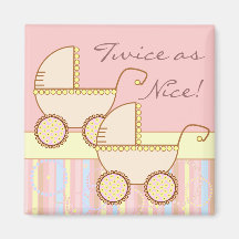 Double Carriage Twin Girls Magnet