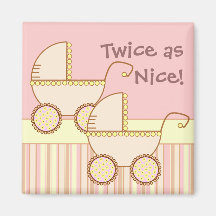Double Carriage Twin Girls Magnet