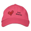Double Deco Heart Just Married Love Design embroidered hats