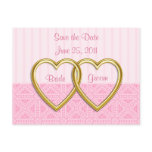 Double Gold Heart Pink Postcard
