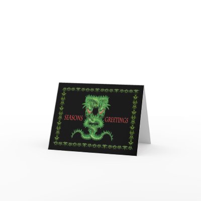 Double Green Dragon Christmas card. by LisaKonrad