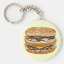 Double Hamburger Beef Cheese Fast Food Key Chain