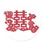 Double happiness Birds Round Stickers