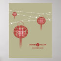 Double Happiness Lanterns Chinese Wedding Poster posters