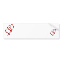 Double Heart Bumper Sticker
