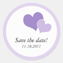 Double Heart Purple - Save the Date Stickers