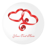 Double Heart Ribbons Round Stickers