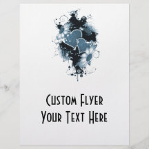 Double Hearts & Flowers - Blue Custom Flyer