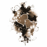 Double Hearts & Flowers - Sepia Brown photo sculptures