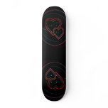 Double Hearts In Black Skate Board