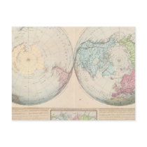 Double Hemisphere Map of the World Post Cards