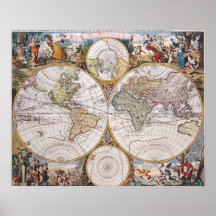 Double Hemisphere Polar Map Posters