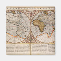 Double Hemisphere World Map, 1587 Refrigerator Magnets