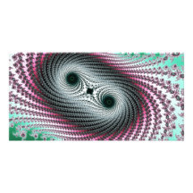 Double Hurricane - green and pink fractal design Customised Photo Card