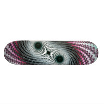 Double Hurricane - green and pink fractal design Custom Skateboard