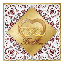 Double Infinity Gold Heart & Lace Personalized Invite